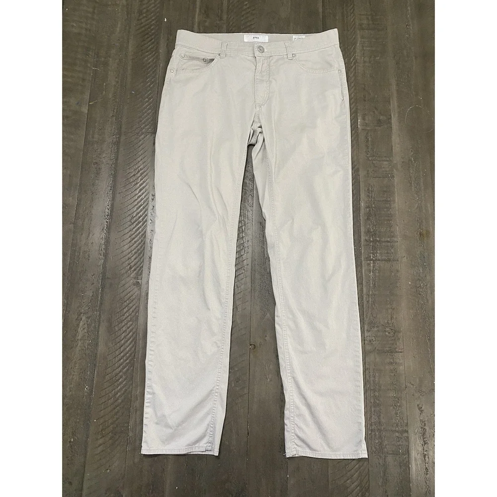 Brax Cooper Fancy Regulart Fit Pants Mens 34 x 32 Gray Lightweight Chino Pockets